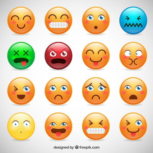 Vector gratuito colección de tipos de emoticonos