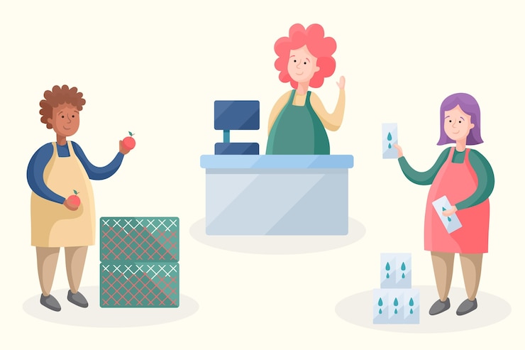 Vector gratuito colección de trabajadores de supermercados