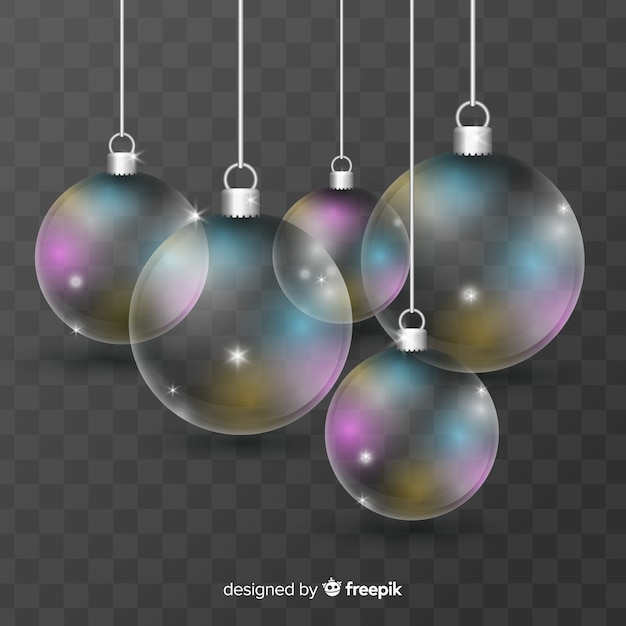 Vector gratuito colección translucida y elegante de bolas de navidad