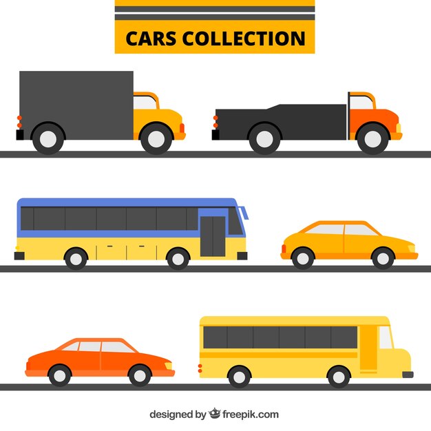 Colección de transportes en diseño plano 