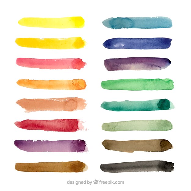Colección de trazos de acuarela con muchos colores