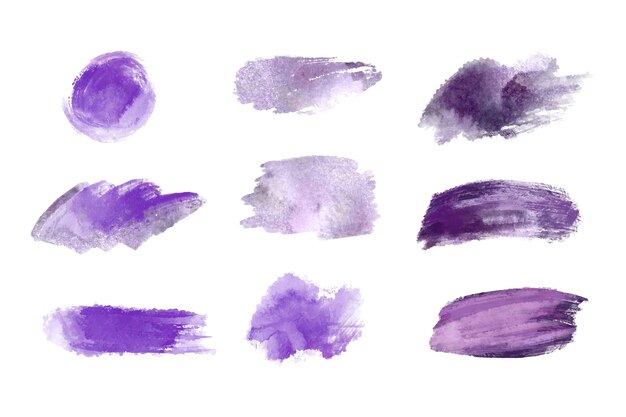 Colección de trazos de pincel de acuarela pintados a mano
