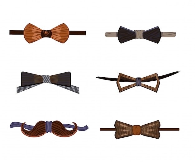 Vector gratuito colección trendy hipster wooden bow ties