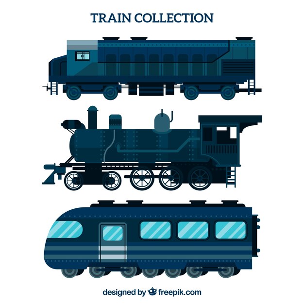 Colección de trenes azules