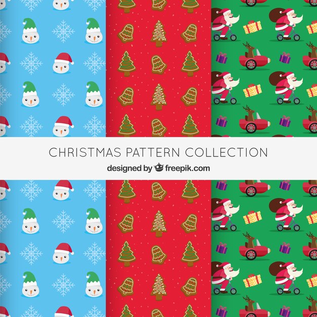Colección de tres patrones de navidad