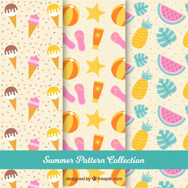 Colección de tres patrones de verano
