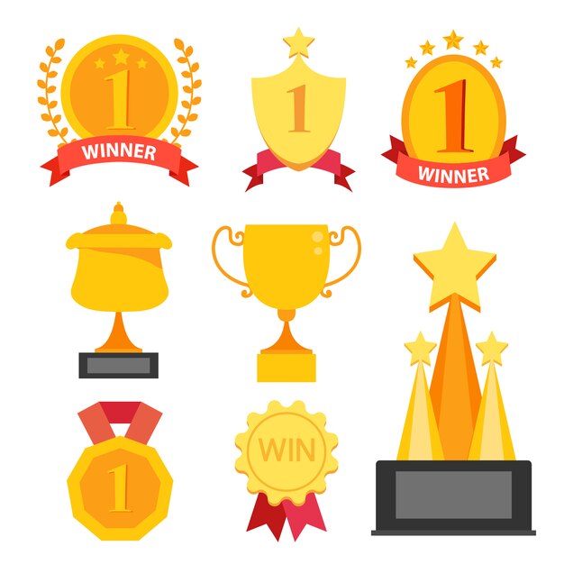Colección de trofeos dorados