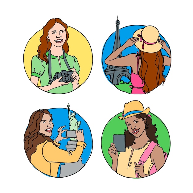 Colección turistas estilo dibujado a mano