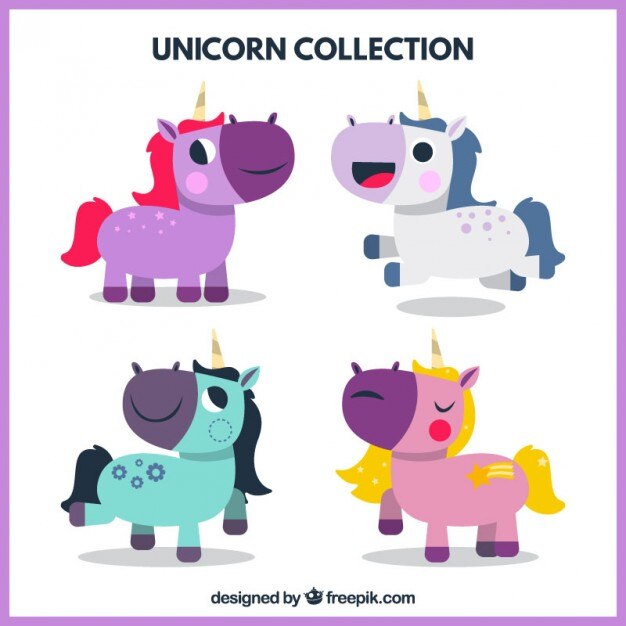 Vector gratuito colección de unicornios a color