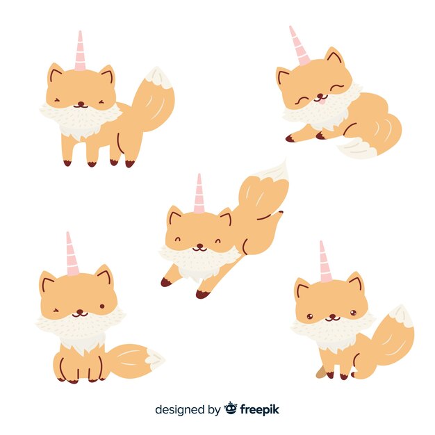 Colección de unicornios estilo kawaii