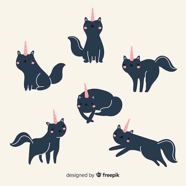 Colección de unicornios estilo kawaii