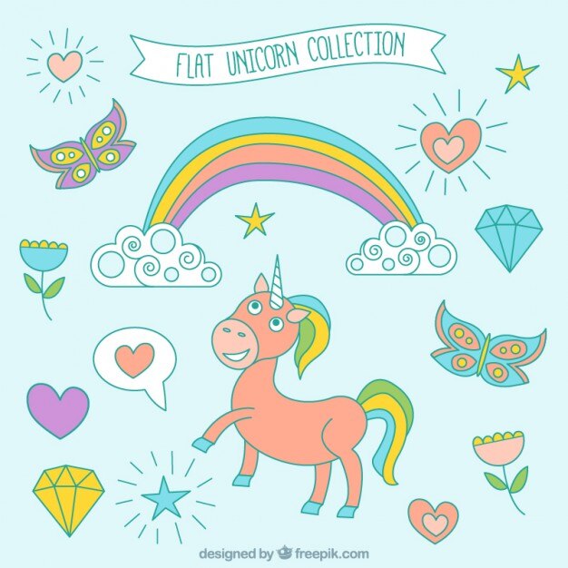 Colección de unicornios planos