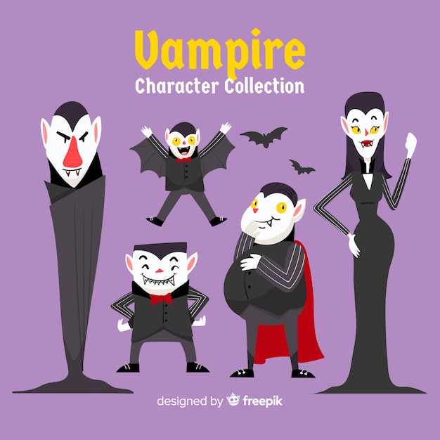 Colección de vampiros de halloween dibujados a mano