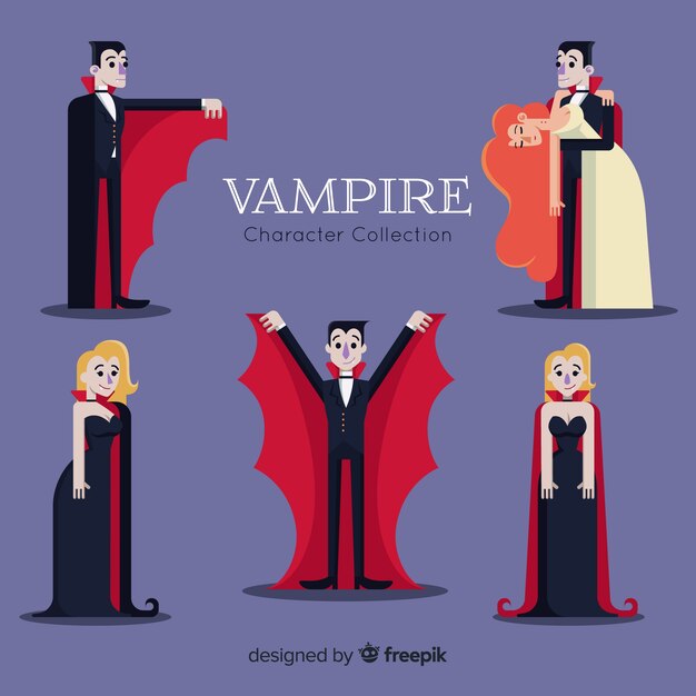 Colección de vampiros de halloween en diferentes posiciones