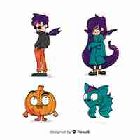 Vector gratuito colección de vampiros de halloween