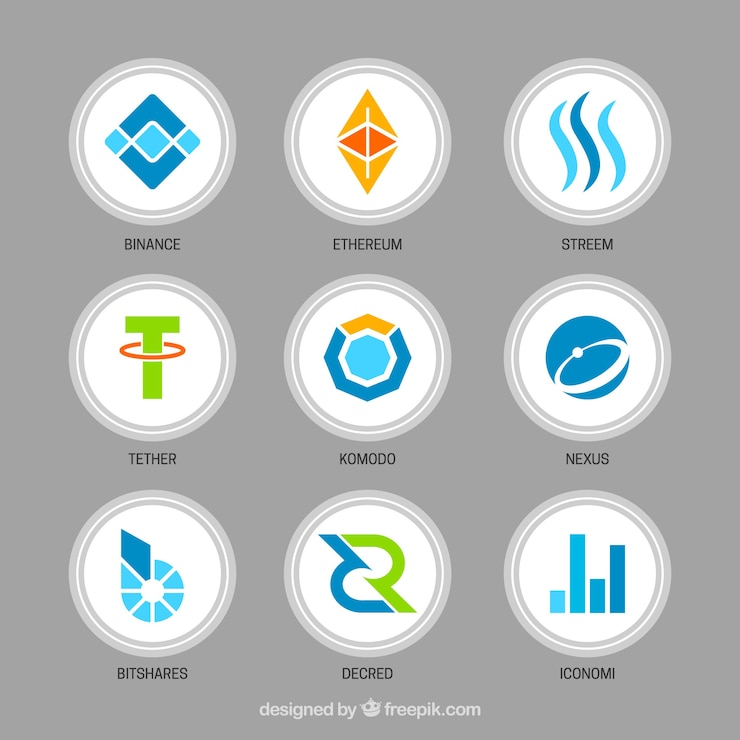 Vector gratuito colección de varias criptomonedas
