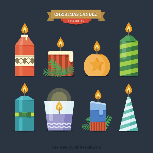 Colección de varias velas de navidad