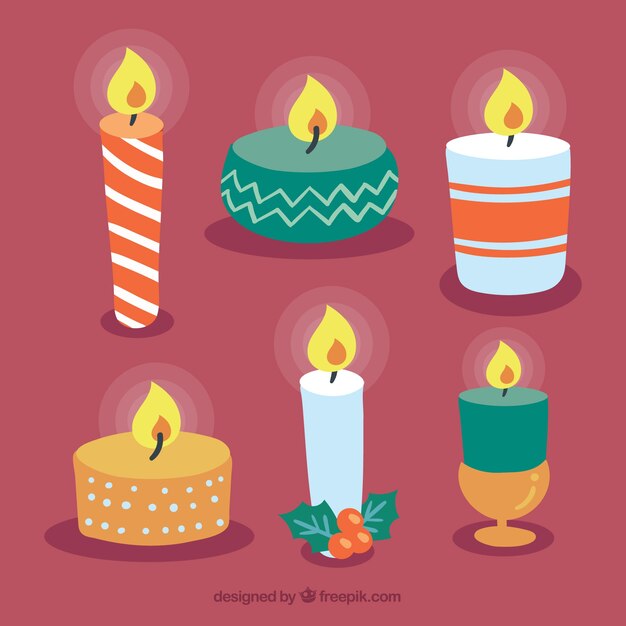 Colección de varias velas navideñas