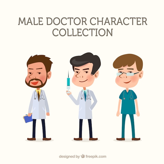 Vector gratuito colección con variedad de doctores sonrientes