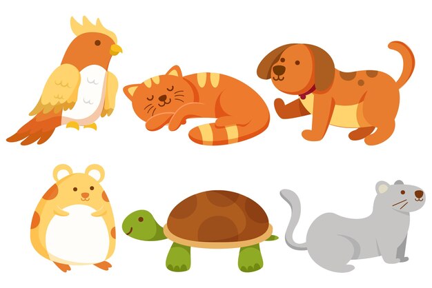 Colección de varios animales lindos con actividad en personaje de dibujos animados Diseño gráfico para banner pegatina publicidad fiesta tema Ilustración vectorial