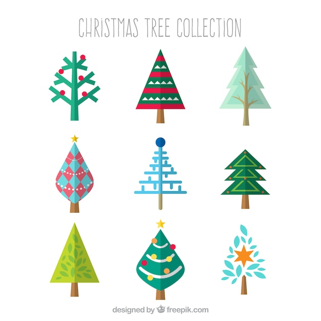 Colección de varios árboles de navidad