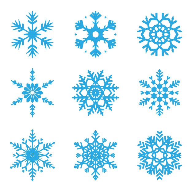 Colección de varios diseños navideños de copos de nieve.
