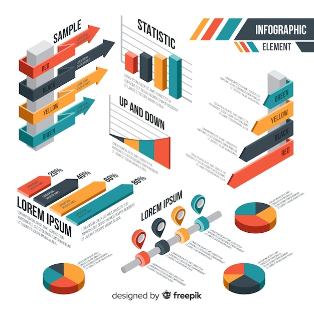 Colección de varios elementos infográficos flat