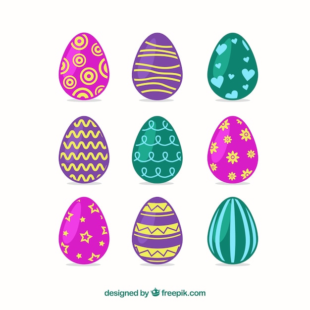 Vector gratuito colección de varios modernos huevos de pascua