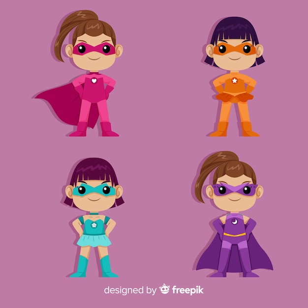 Vector gratuito colección de varios superheroes de niños