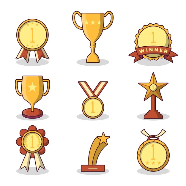 Colección de varios trofeos para el ganador.