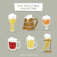 Vector gratuito colección de vasos y jarras de cerveza