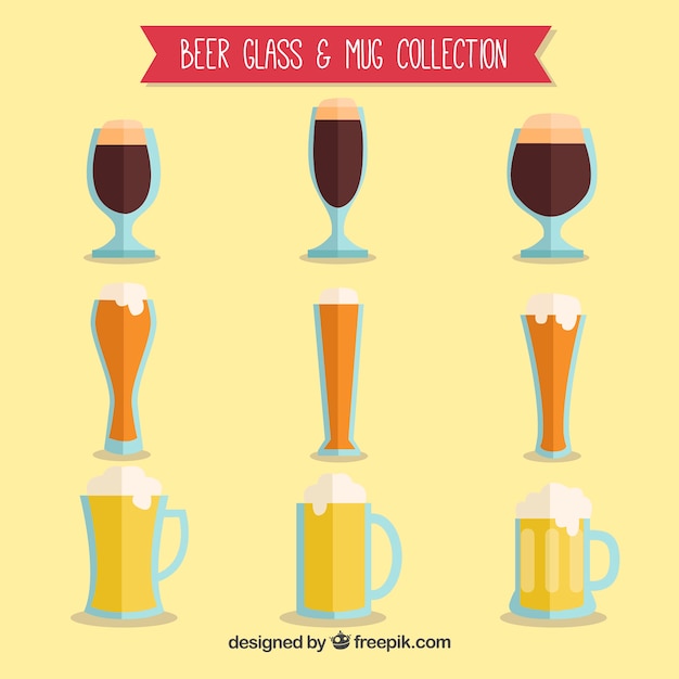 Colección de vasos y tazas de cerveza hechos a mano
