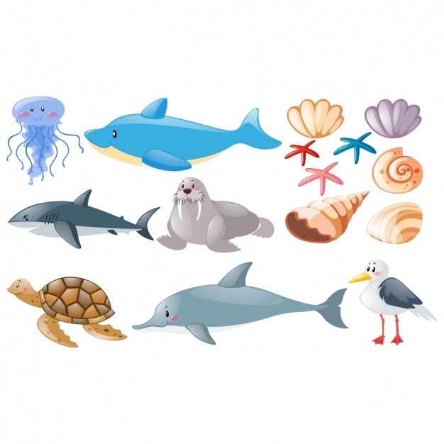 Vector gratuito colección de vectores de criaturas marinas