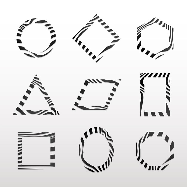 Colección de vectores de distintivo abstracto blanco y negro