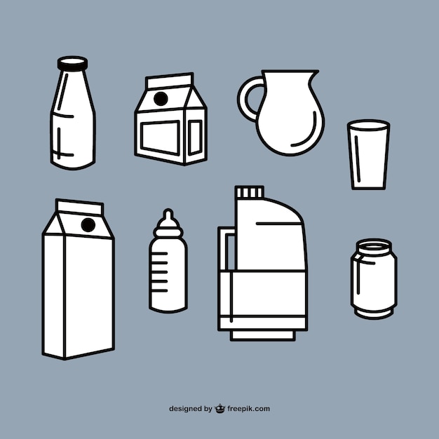 Colección de vectores de envases de leche