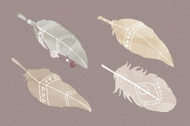 Colección de vectores de plumas boho en tonos tierra