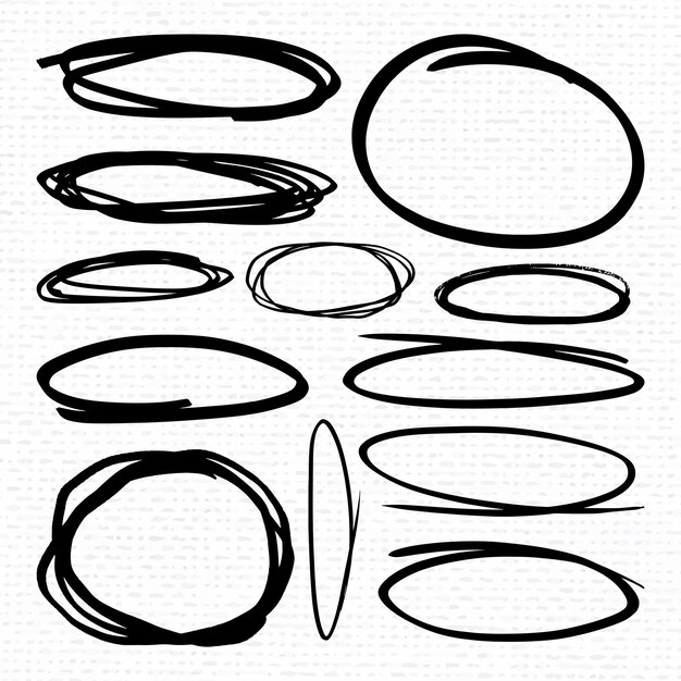 Colección vectorial de marcos de banderas ovaladas negras