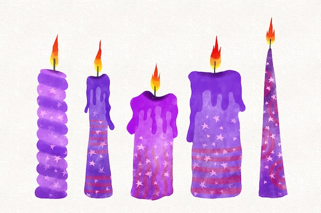 Vector gratuito colección de velas de adviento en acuarela