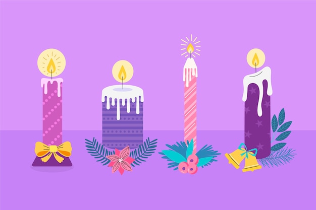 Vector gratuito colección velas de adviento dibujadas a mano