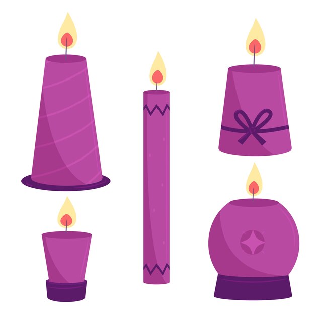 Colección velas de adviento dibujadas a mano
