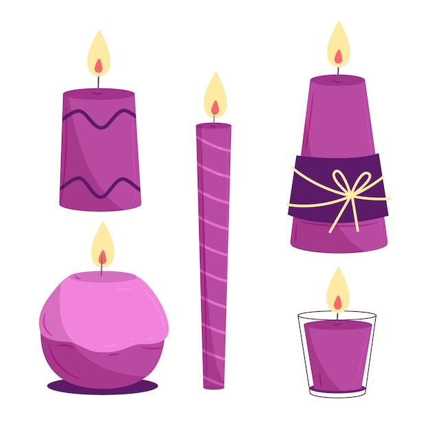 Colección velas de adviento dibujadas a mano