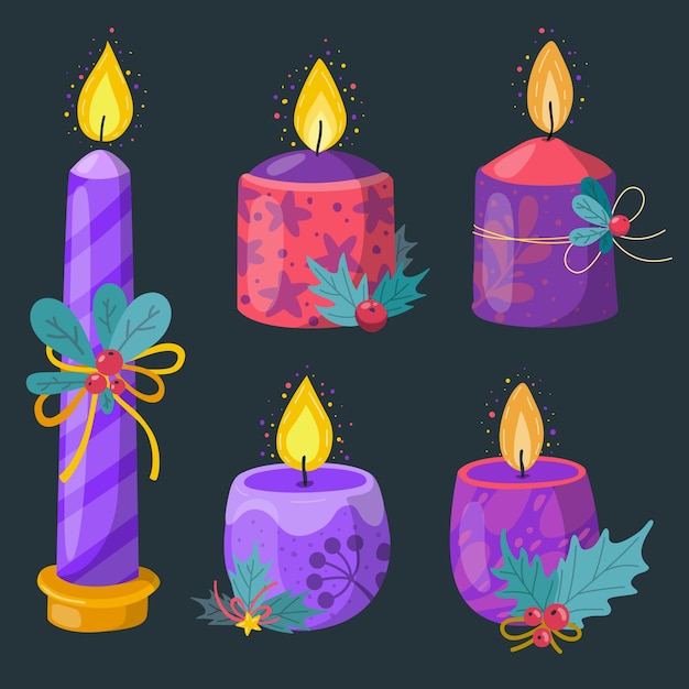 Vector gratuito colección velas de adviento dibujadas a mano