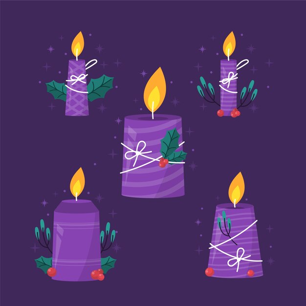 Colección de velas de adviento de diseño plano