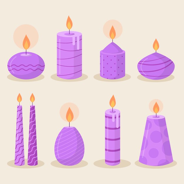 Colección de velas de adviento de diseño plano