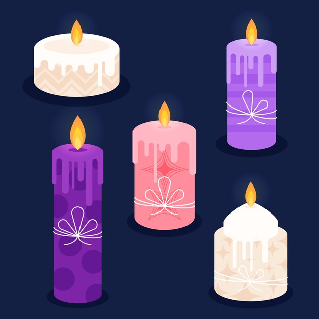 Colección de velas de adviento de diseño plano