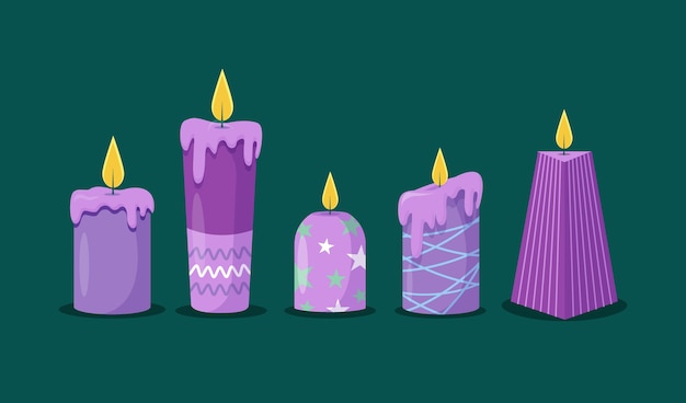 Vector gratuito colección velas de adviento planas dibujadas a mano