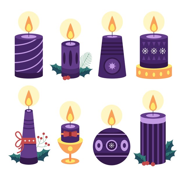 Colección de velas de adviento planas