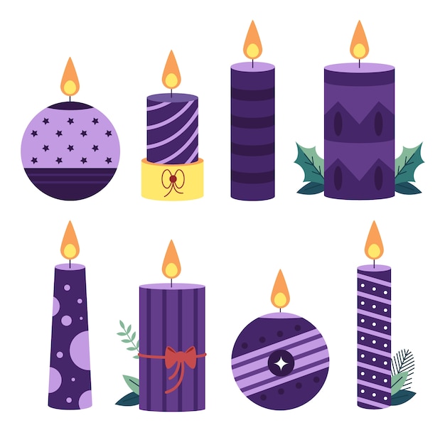 Vector gratuito colección de velas de adviento planas