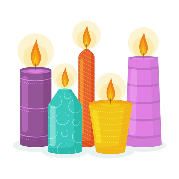 Colección de velas aromáticas dibujadas