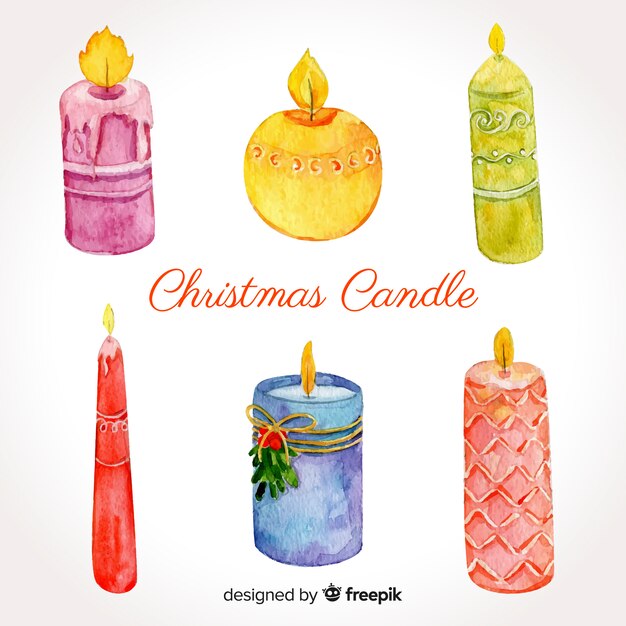 Colección velas navidad acuarela